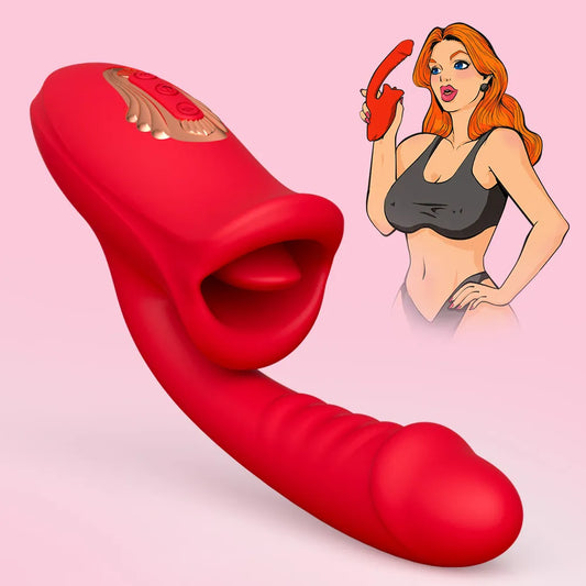 2 in 1 G-spot Vibrator with Tongue Licking 2 IN 1