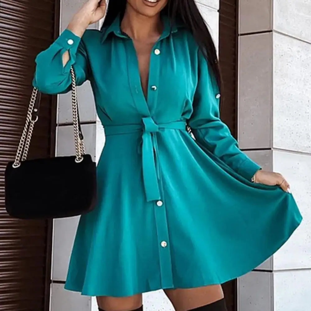 Easy Going Mini Shirt Dress with Belt