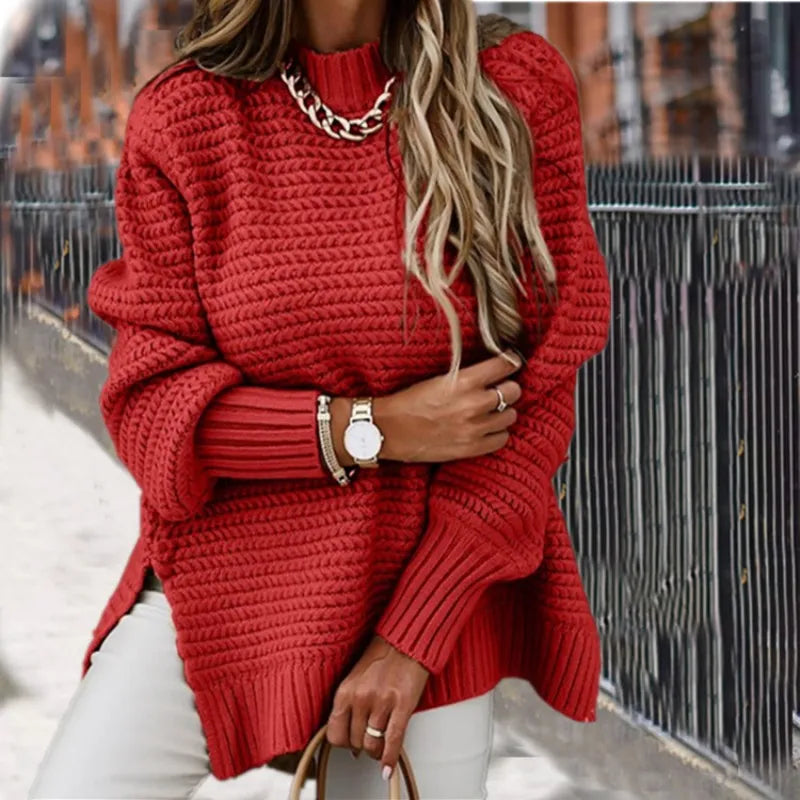 Casual Side Split Knitted Sweater