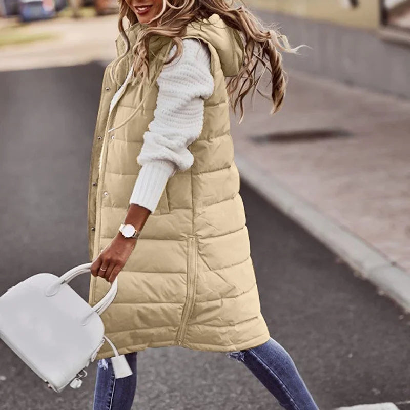 Long Sleeveless Puff Vest