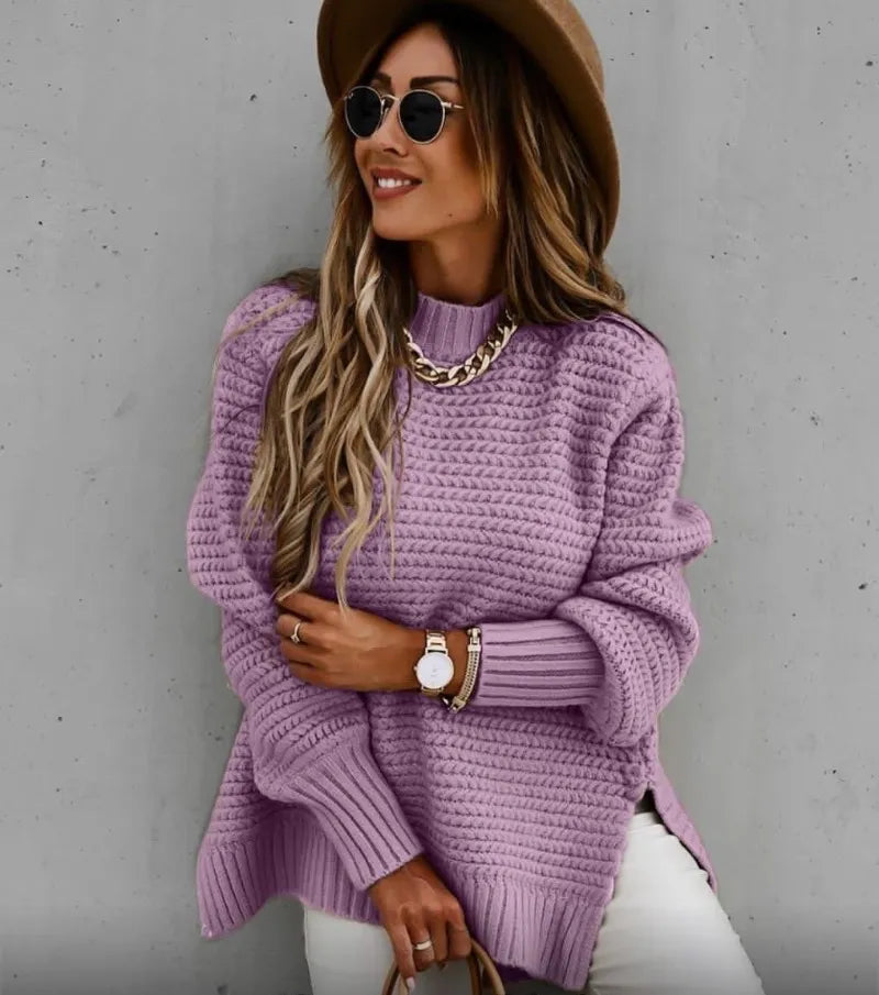 Casual Side Split Knitted Sweater