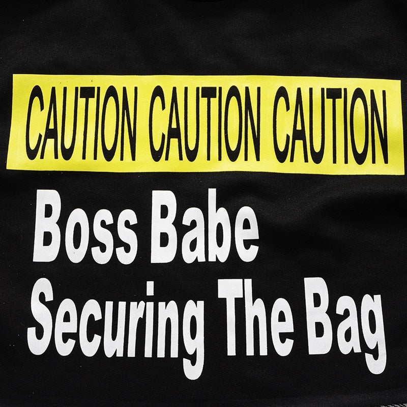 Long Sleeve Black Boss Babe Crop Top