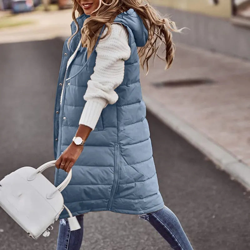 Long Sleeveless Puff Vest