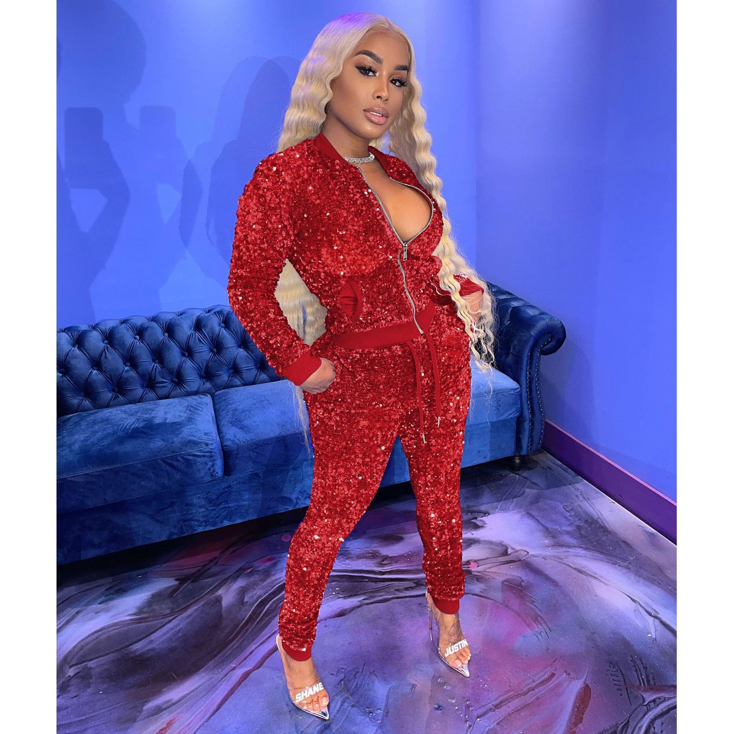 Sexy Sequins 2 Piece of Pants Set