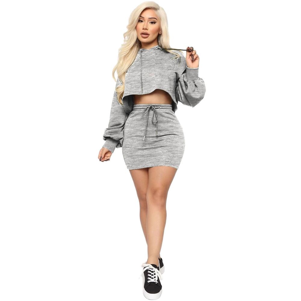 Crop Hooded Top & Skirt Set