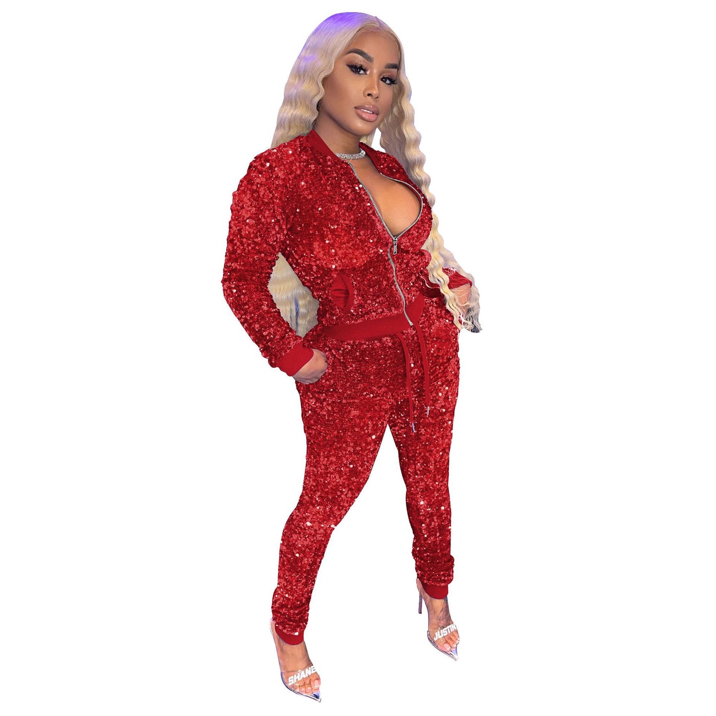 Sexy Sequins 2 Piece of Pants Set