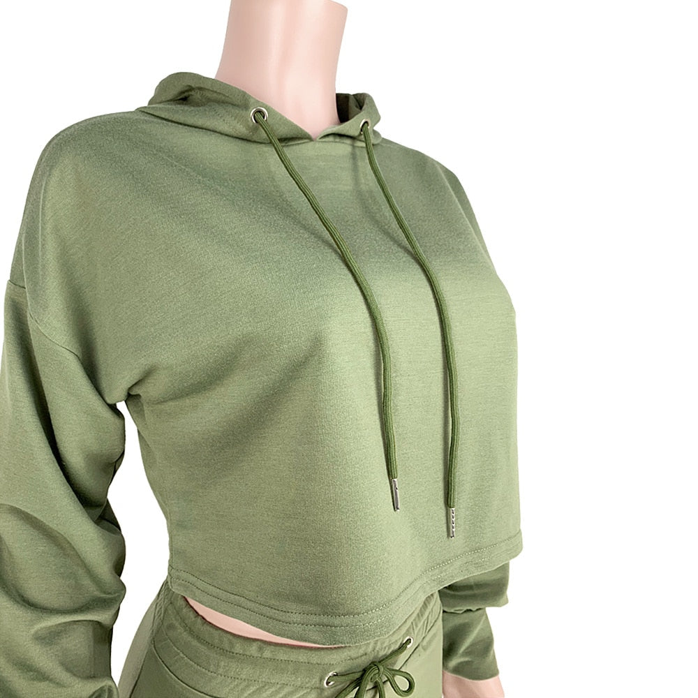 Crop Hooded Top & Skirt Set