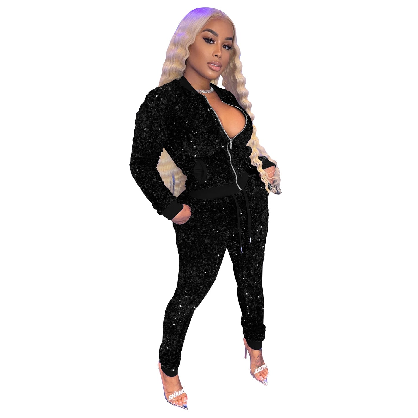 Sexy Sequins 2 Piece of Pants Set