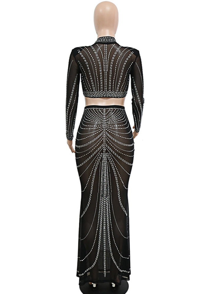 Sexy Black Rhinestone Crystal Sheer