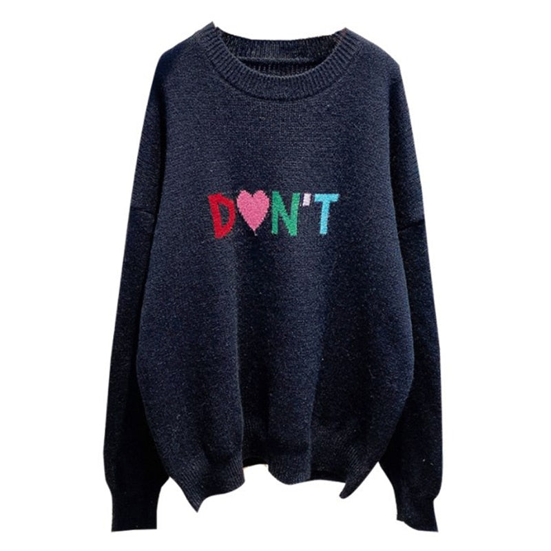 Trendy wording one size pullover sweater