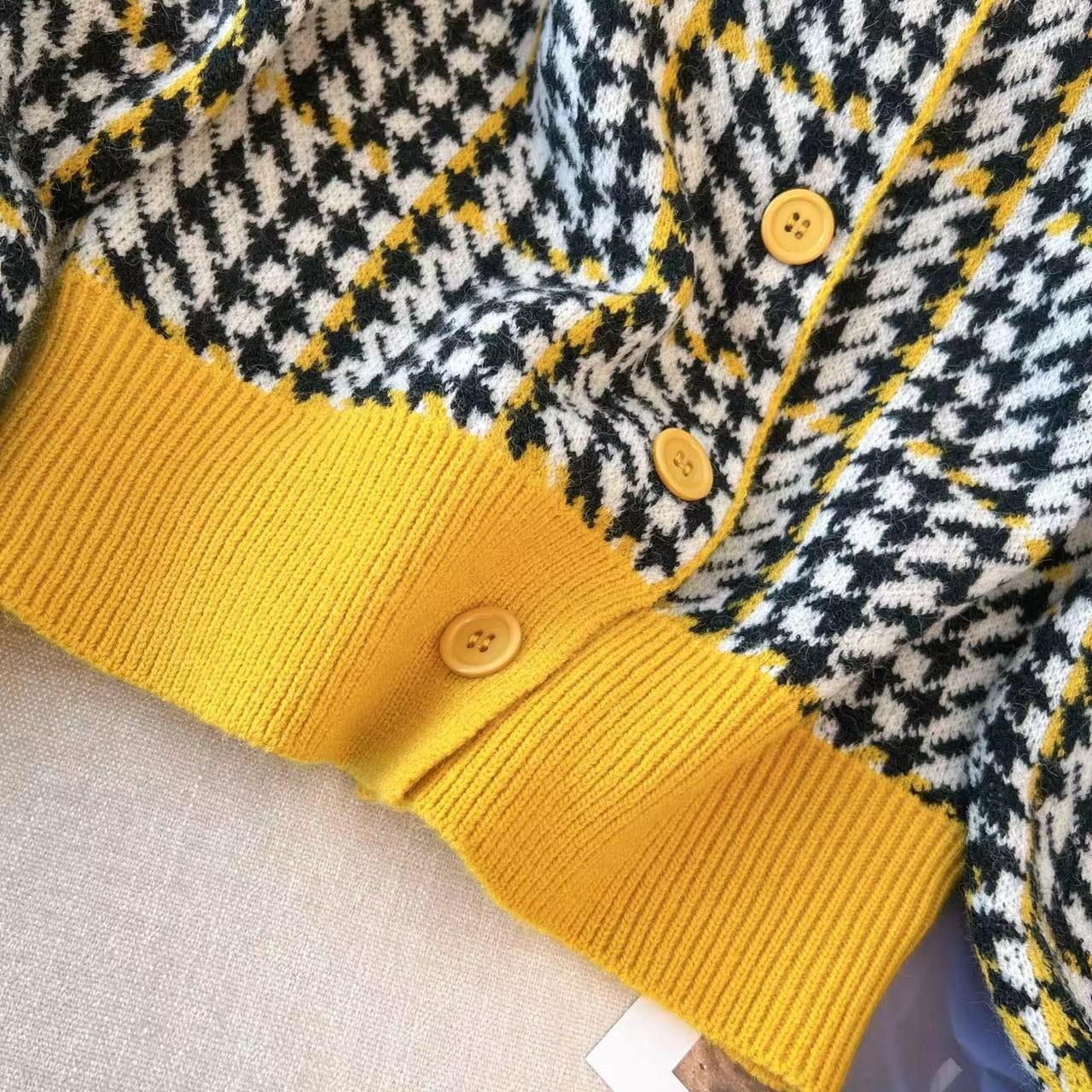 Houndstooth Knitted Rich Auntie Sweater