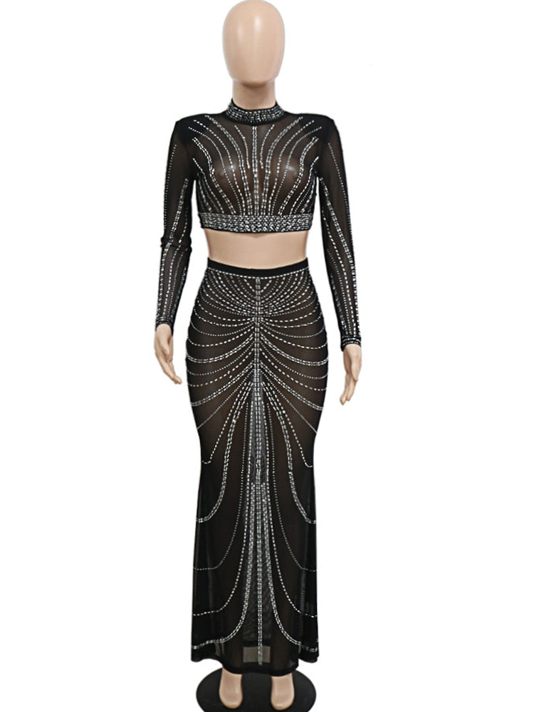 Sexy Black Rhinestone Crystal Sheer