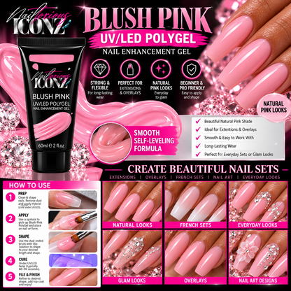 Nailtorious Iconz Hybrid PolyGel Nail Kit – Pink, White & Clear