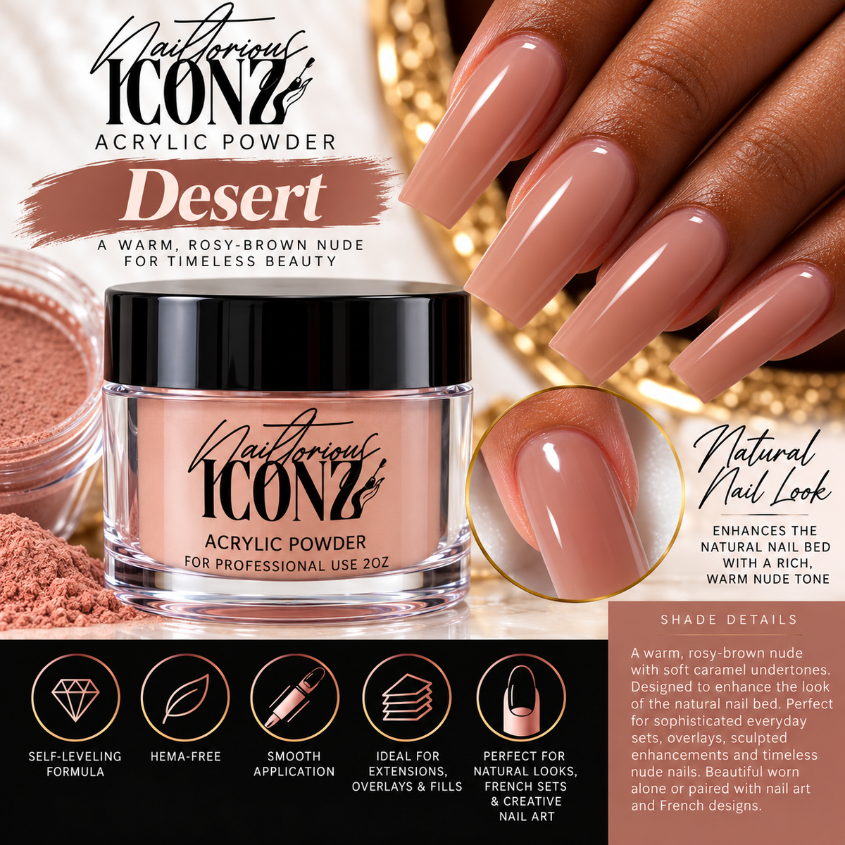 Nailtorious Iconz Professional Acrylic Powder – 2 oz
