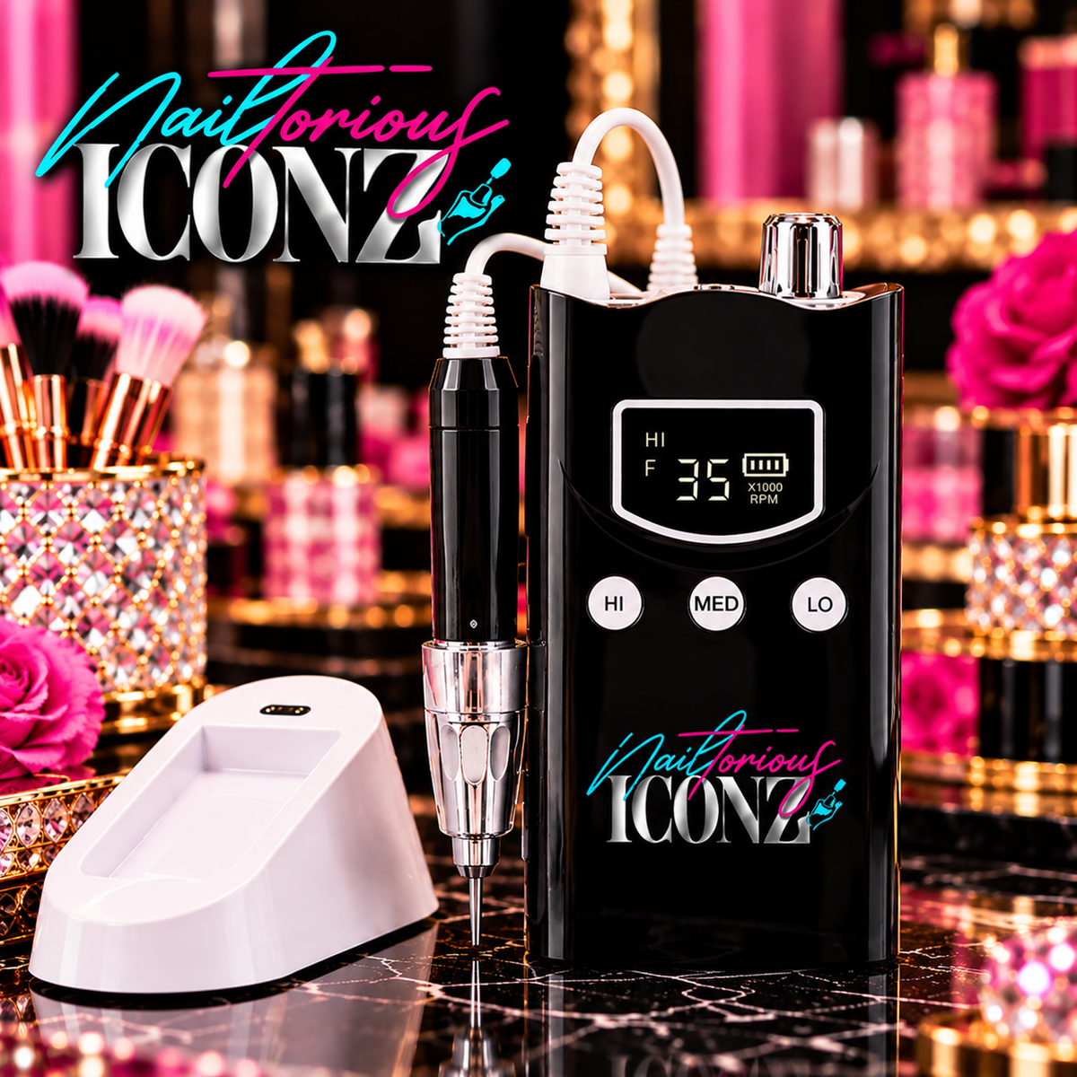 Nailtorious Iconz Professional Brushless E-File Nail Drill | 35,000 RPM