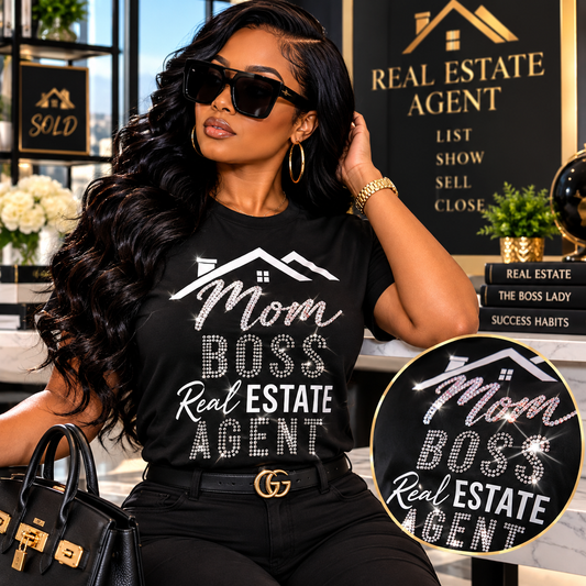 Mom Boss Real Estate Agent Bling T-Shirt