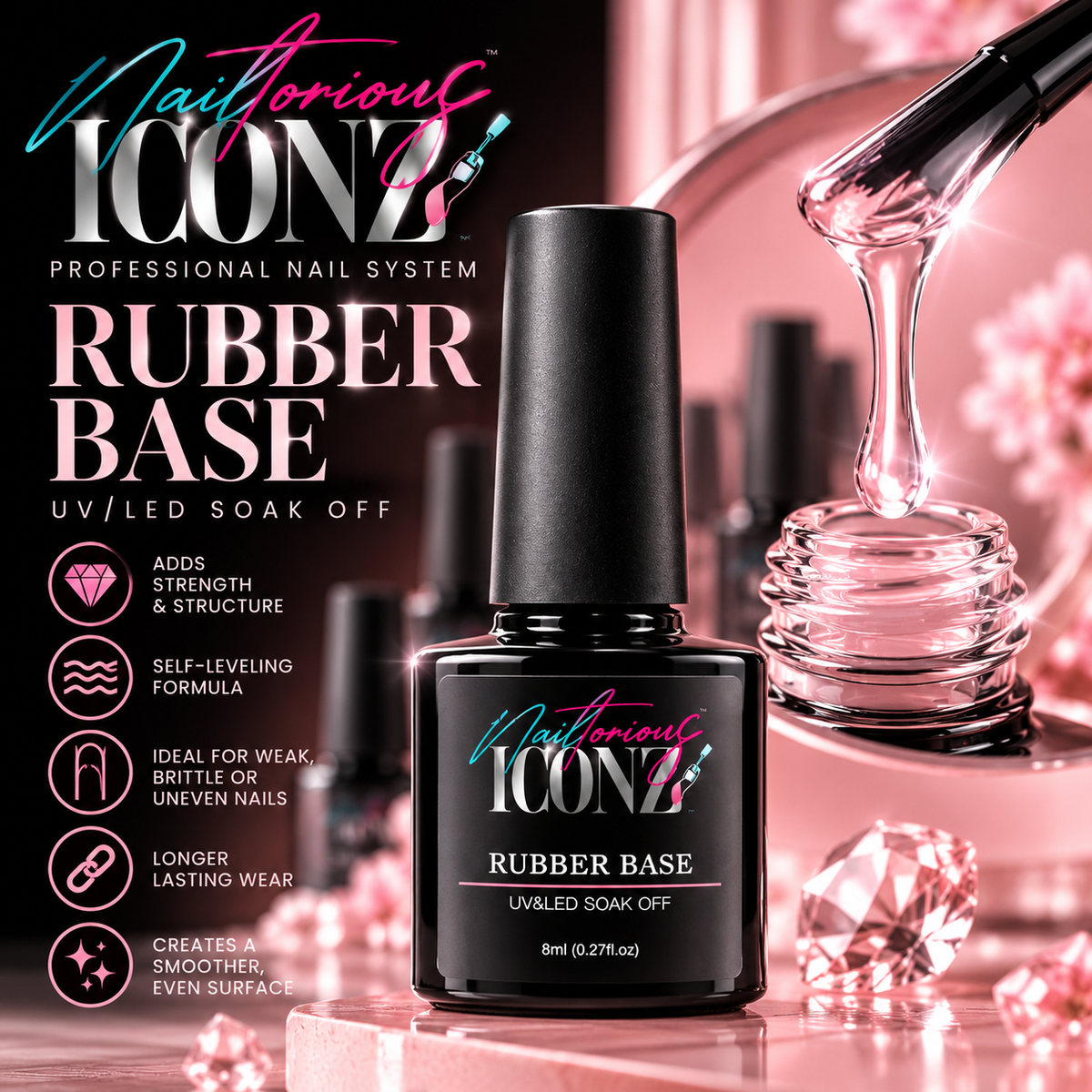 Nailtorious Iconz Rubber Base – 8 ml
