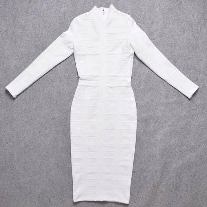 Hollow Out Bandage Dress  Long Sleeve Bodycon