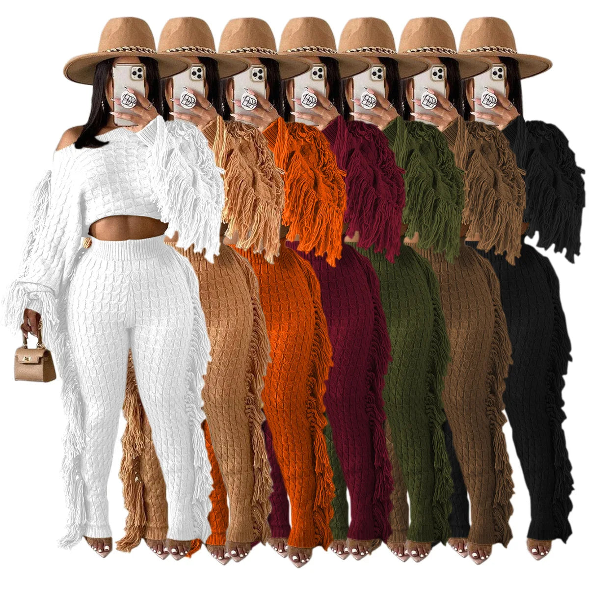 Tassel Knit Sweater & Pant Set