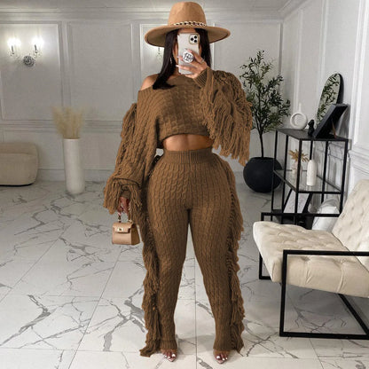 Tassel Knit Sweater & Pant Set
