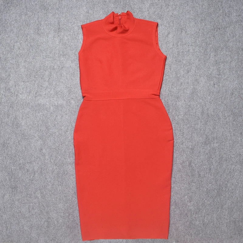 Zip Detail Turtleneck Midi Dress