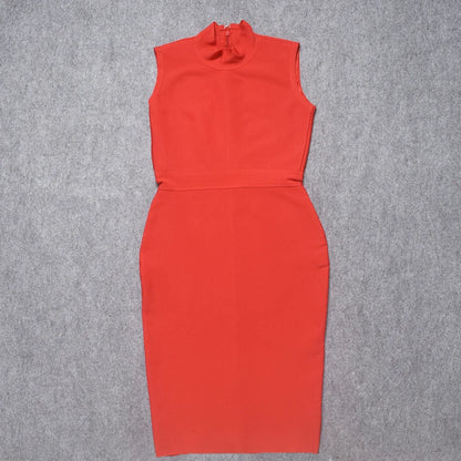 Zip Detail Turtleneck Midi Dress