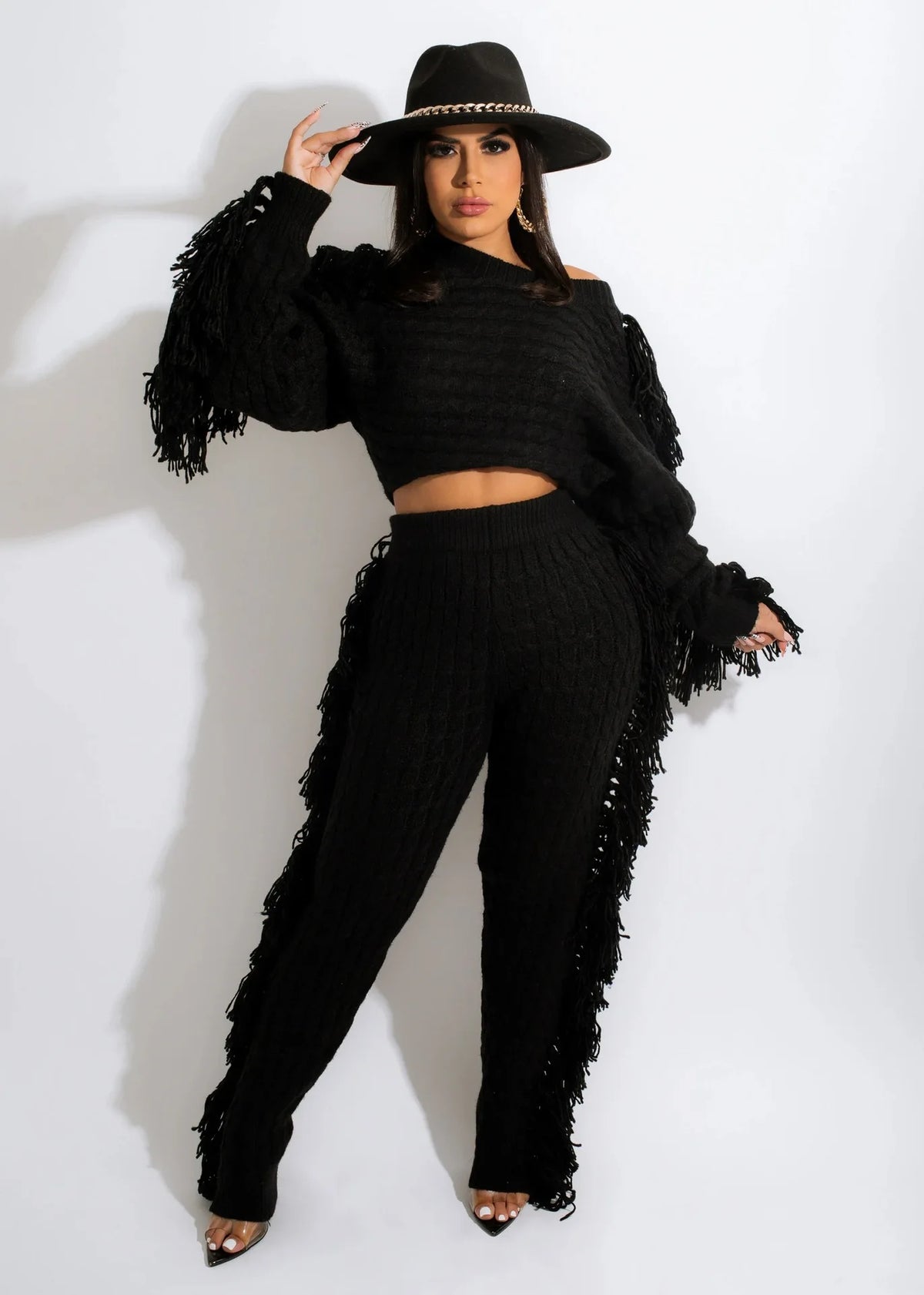 Tassel Knit Sweater & Pant Set