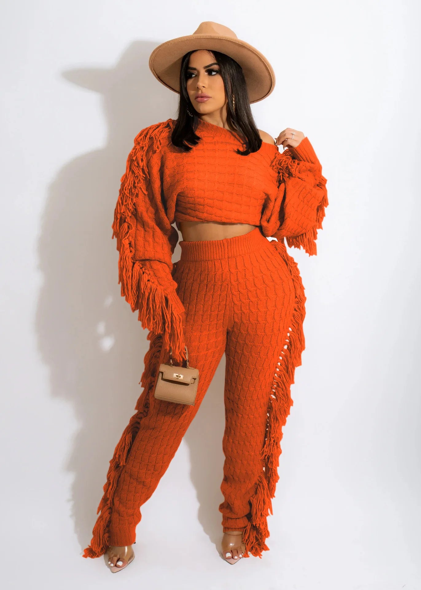 Tassel Knit Sweater & Pant Set