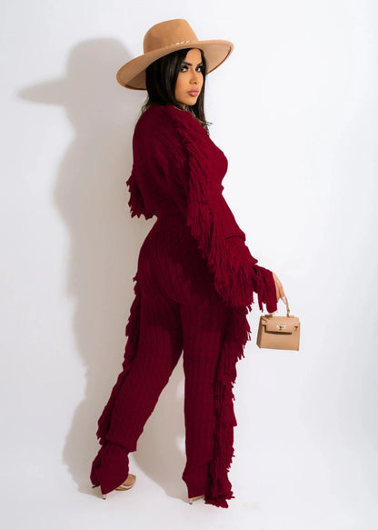 Tassel Knit Sweater & Pant Set