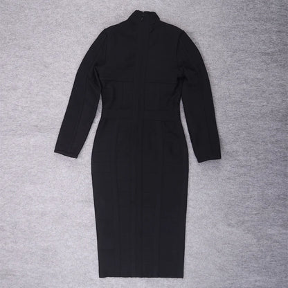 Hollow Out Bandage Dress  Long Sleeve Bodycon
