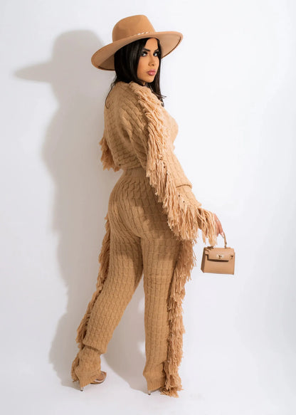 Tassel Knit Sweater & Pant Set