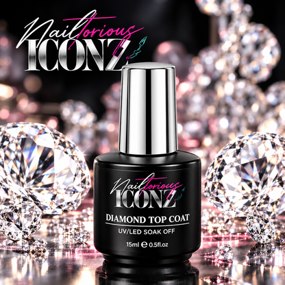 Nailtorious Iconz No Wipe Gel Top Coat – Diamond High Gloss, 15mL