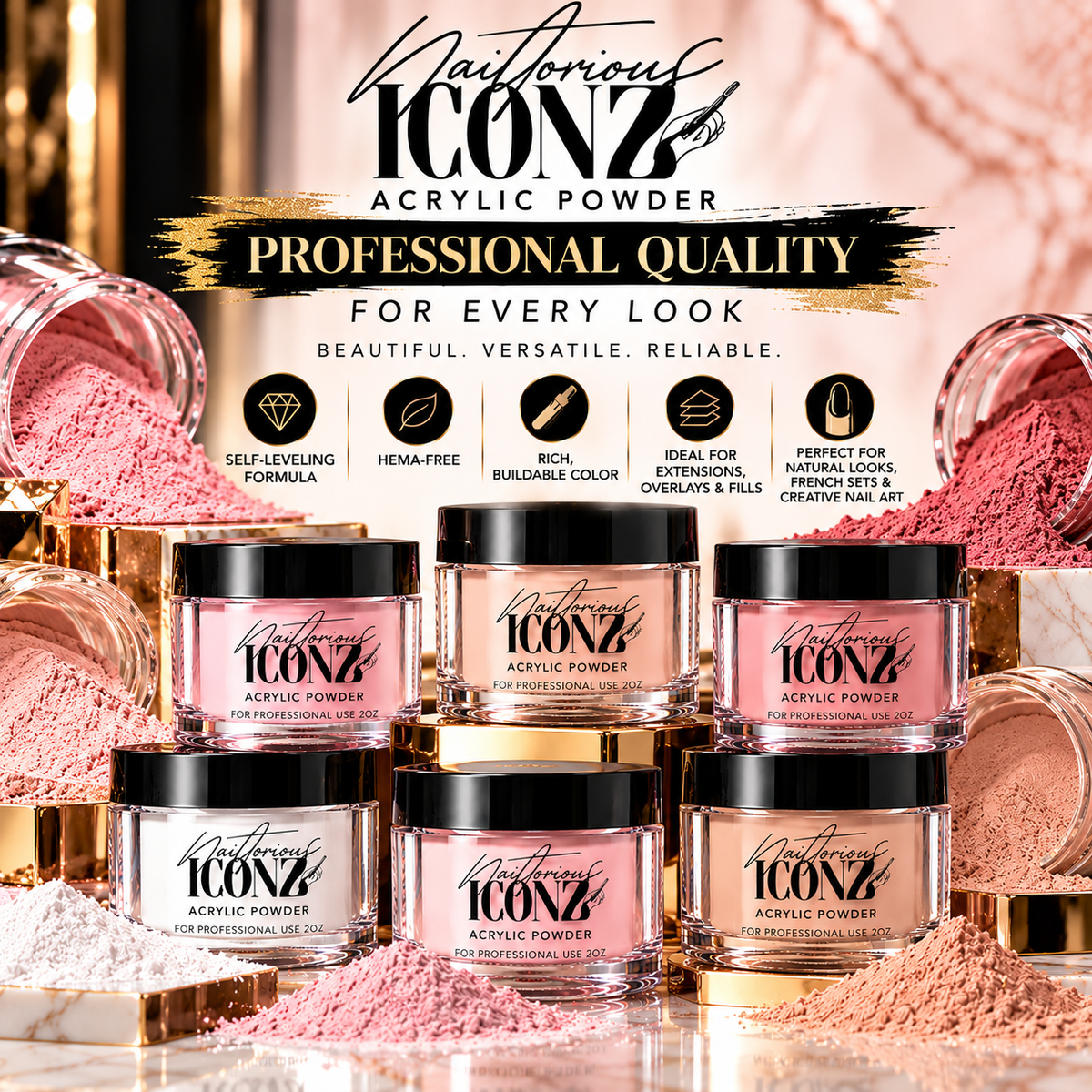 Nailtorious Iconz Professional Acrylic Powder – 2 oz