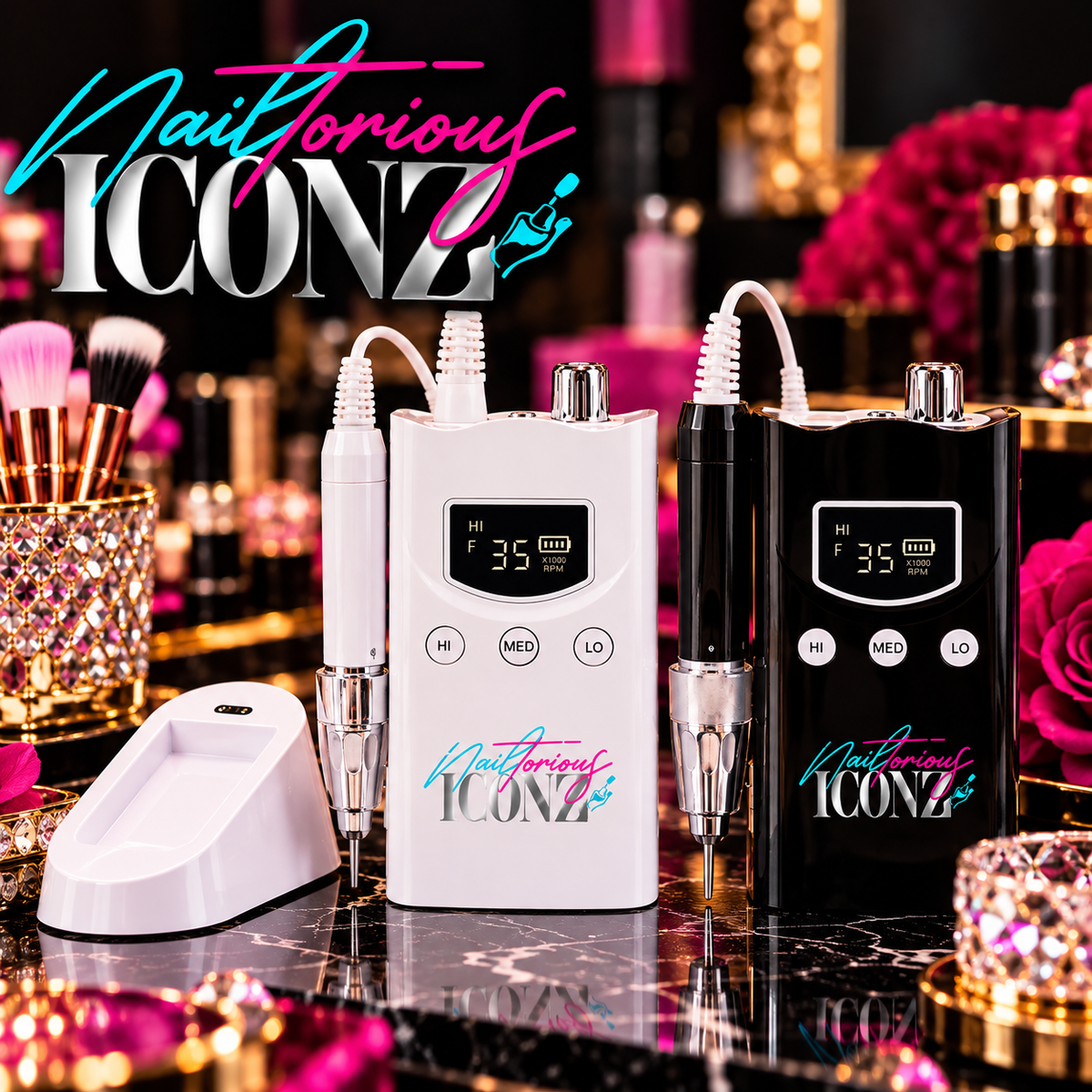 Nailtorious Iconz Professional Brushless E-File Nail Drill | 35,000 RPM