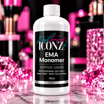 Nailtorious Iconz EMA Monomer Acrylic Nail Liquid – 16 oz MMA-Free Non-Yellowing