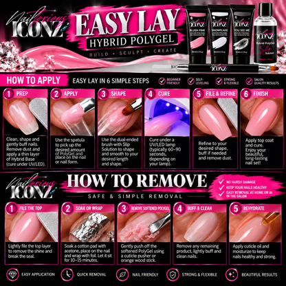 Nailtorious Iconz Hybrid PolyGel Nail Kit – Pink, White & Clear