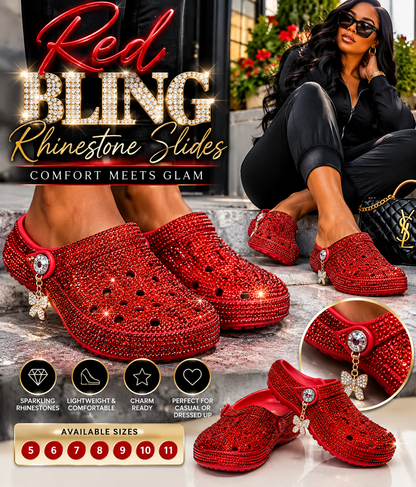 Red Blinged Out Rhinestone Slides