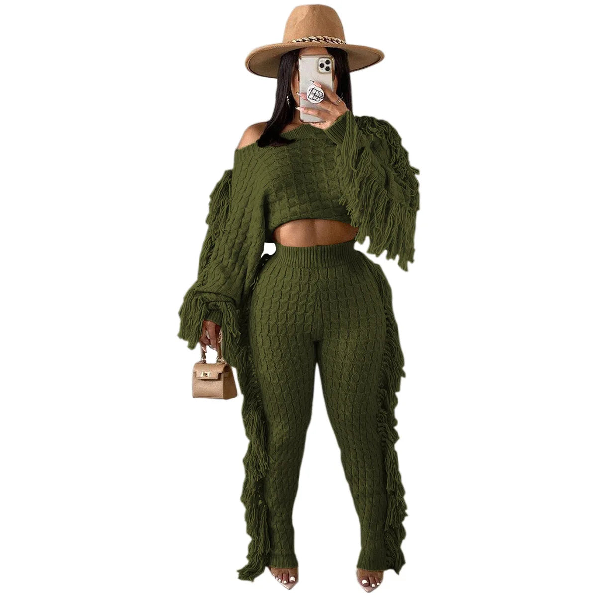 Tassel Knit Sweater & Pant Set
