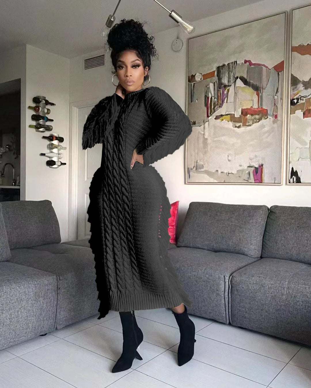 Tassel Knit Maxi Dress