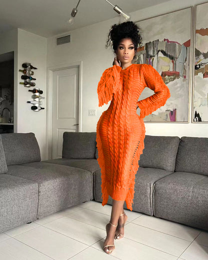 Tassel Knit Maxi Dress