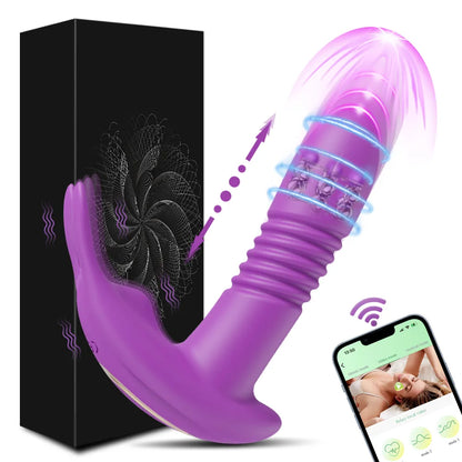 Bluetooth Thrusting Vibrator Dildo G Spot Massage Clitoris Stimulator
