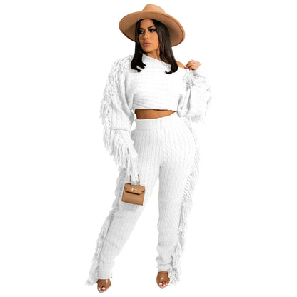 Tassel Knit Sweater & Pant Set