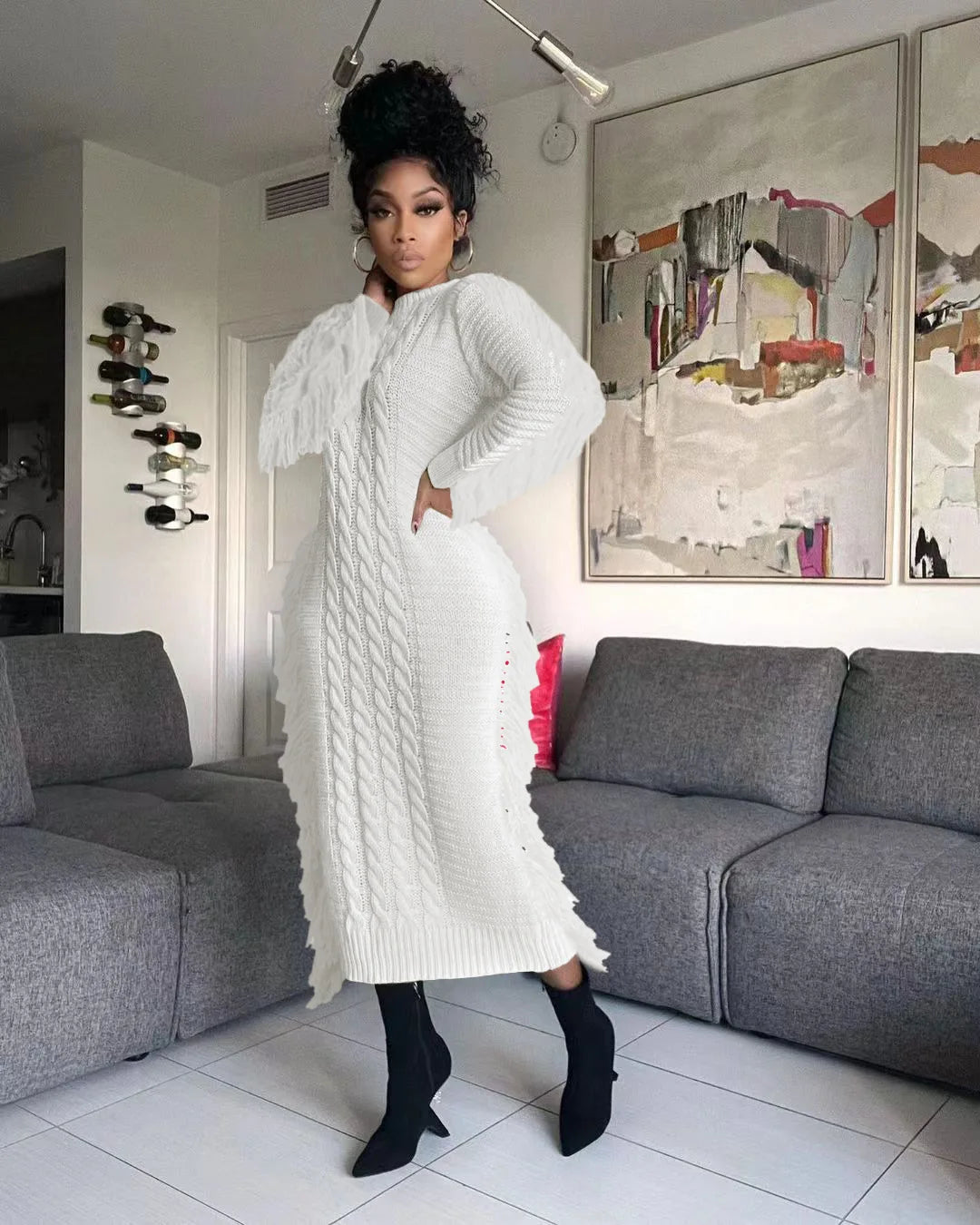 Tassel Knit Maxi Dress