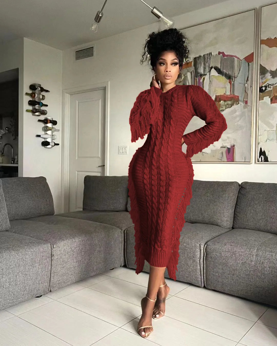 Tassel Knit Maxi Dress