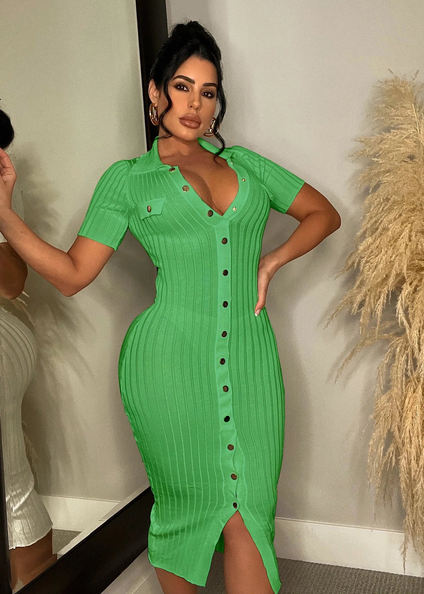 Comfy V Neck Button Down Knitted Dress – The Boss Lady Boutique