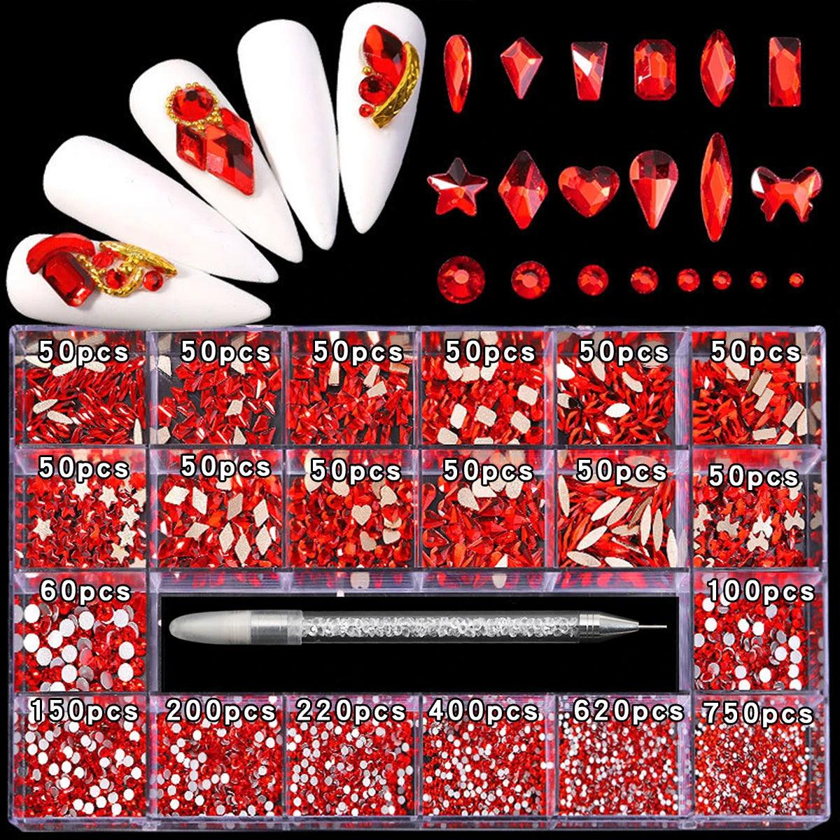 Glass Nail Rhinestone Decoration