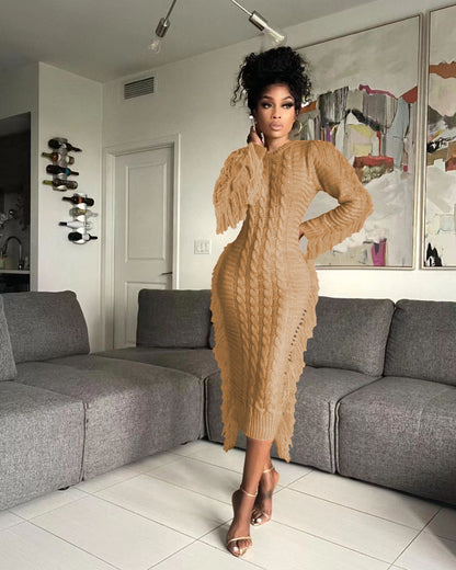 Tassel Knit Maxi Dress