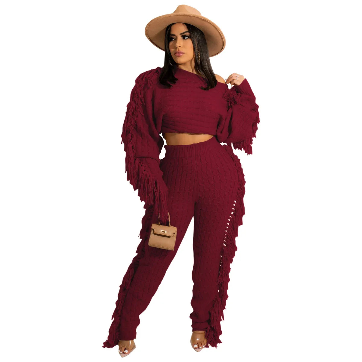 Tassel Knit Sweater & Pant Set