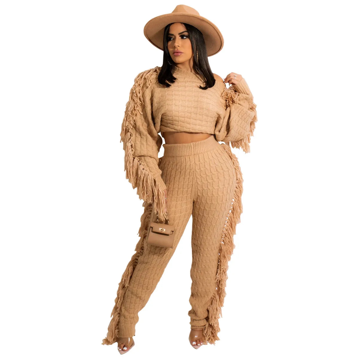 Tassel Knit Sweater & Pant Set
