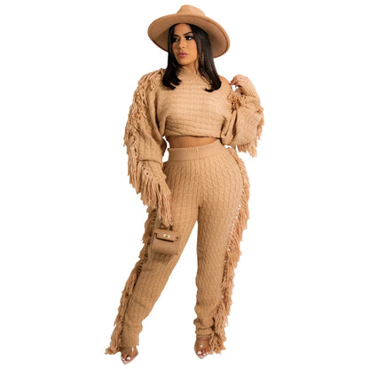Tassel Knit Sweater & Pant Set